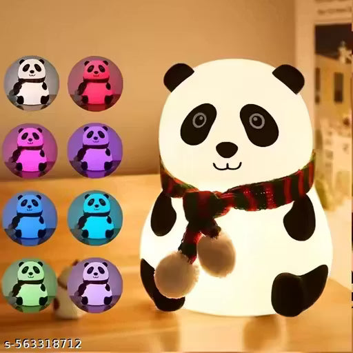 Crentila Rechargeable Silicone Panda Night Light for Kids | 7-Color LED Changing Lamp |Adorable Room Decor & Gift for Toddlers, Teens, & Valentine's Day Present|Soft BPA-Free Nightlight| Multicolour