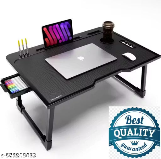 Foldable Wooden Mini Laptop Table for Bed, Study Table with Drawer, Tablet/Mobile Holder for Kids & Adults