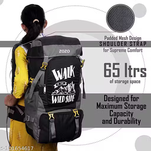 ZOZO 65 L Trendy polyester Hiking/ Trekking/ Camping/ Travelling Rucksack Backpack With shoe compartment,| water resistant.ZOZO 65 L Trendy polyester Hiking/ Trekking/ Camping/ Travelling Rucksack Backpack With shoe compartment,| water resistant.