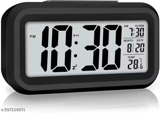 Digital LED Alarm Clock for Home & Table | Large Display with Light, Snooze, Alarm, Date & Temperature | Ideal for Students, Kids, College & Seniors