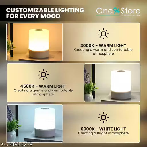 ouch Control LED Table Lamp – USB Rechargeable, Remote & Touch Control Night Light with 3-Color Dimmable Brightness for Bedroom, Living Room & Study Lamp for Bedroom Decor(White, Pack of 1)