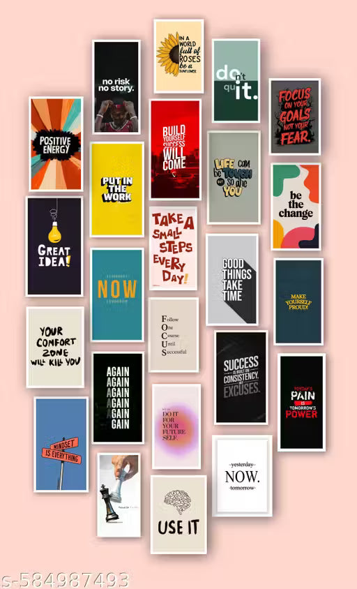 Motivational poster combo of 34 size A6