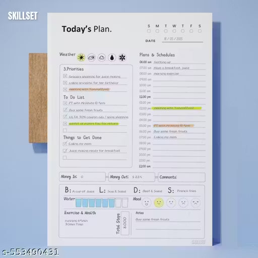 SKILLSET Daily Planner Undated – 192 Pages | Schedule Organizer, To-Do List, Goal Tracker, Wellness & Habit Tracker | Productivity Journal, Self-Care, Mindfulness, Time Management, Academic & Work Planner