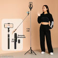 Selfie Stick R1-L (Large) with Wireless Remote and Tripod Stand, Portable, Lightweight, Compatible with All Mobiles (black)